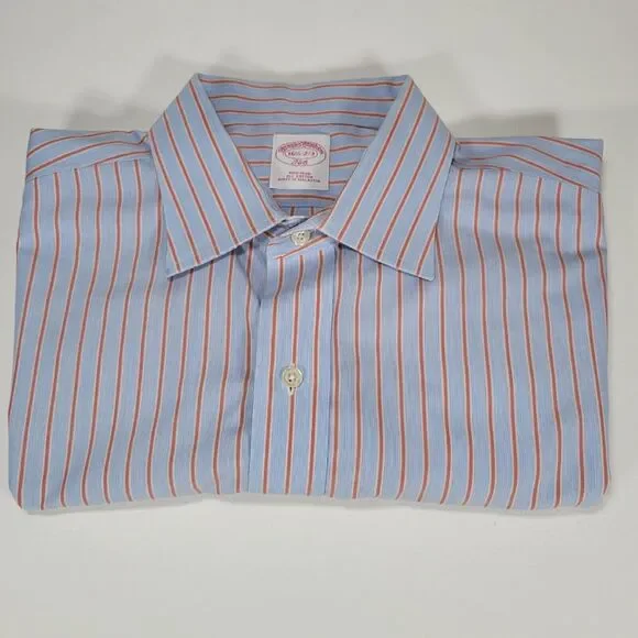 Brooks Brothers Shirt Mens 16.5 Blue White Striped Dress Button Up Long Sleeve - Picture 6 of 7